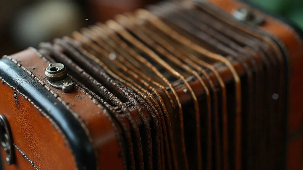Detailed view of a vintage accordion