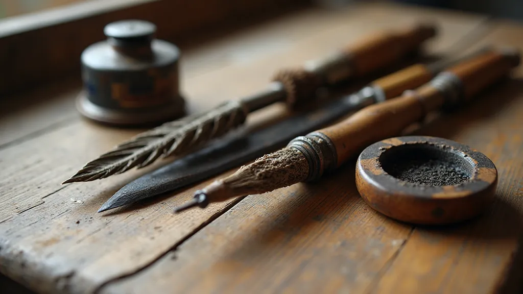Antique calligraphy tools