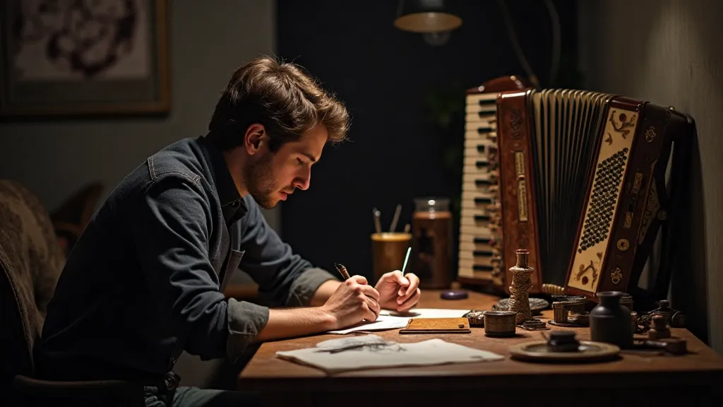 Calligraphy workshop with accordion