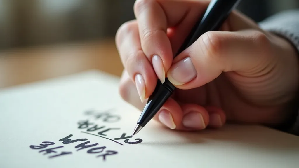 Left hand holding a calligraphy pen, demonstrating wrist rotation