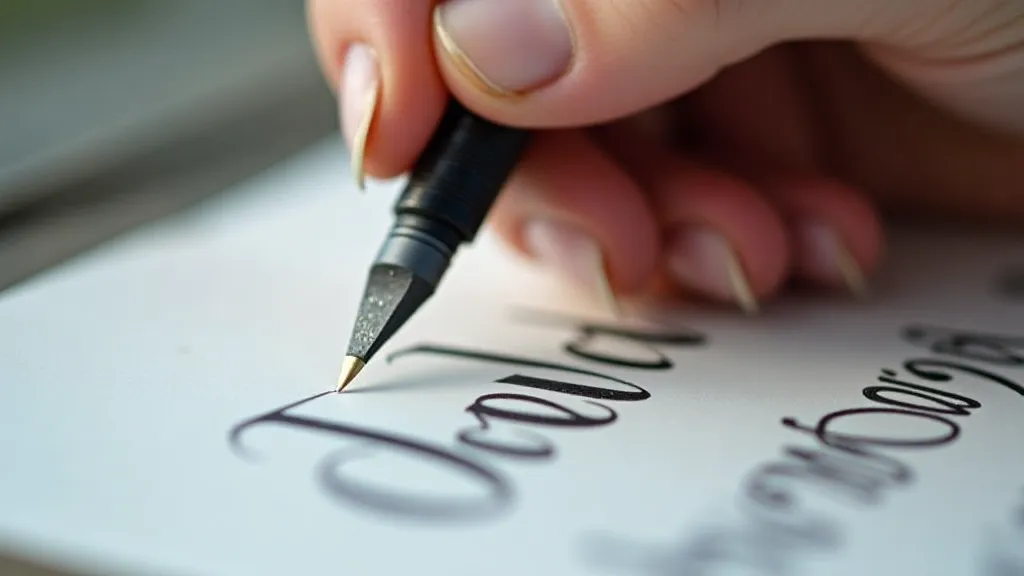 Left-handed calligraphy in progress