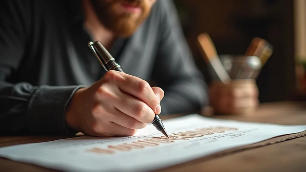 Left-Handed Calligrapher Writing