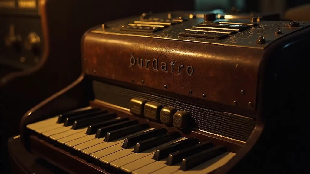 A restored antique accordion, showing signs of careful repair and preservation.